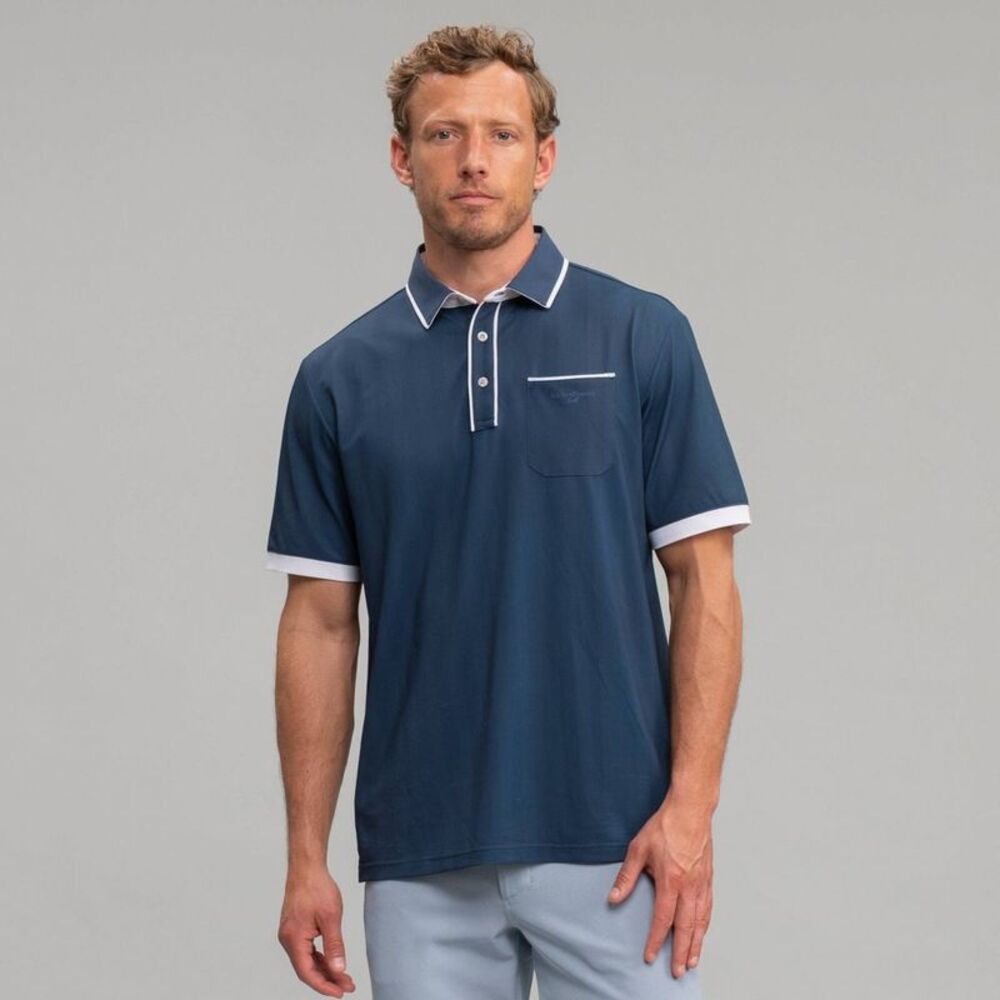 Richer Poorer Men's Short Sleeve Pique Pocket Polo Shirt - Navy Blue M